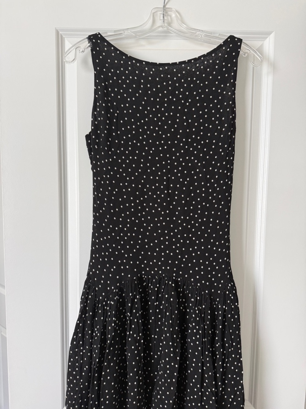 Reformation Black Polka Dot Sleeveless Midi Dress
